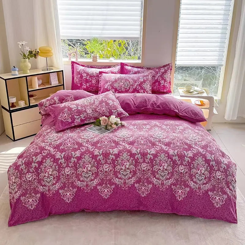 Printed Three-Piece Set, One Duvet Cover and a Pair of Pillowcases (Unpadded), Suitable for Bedrooms, Hotels