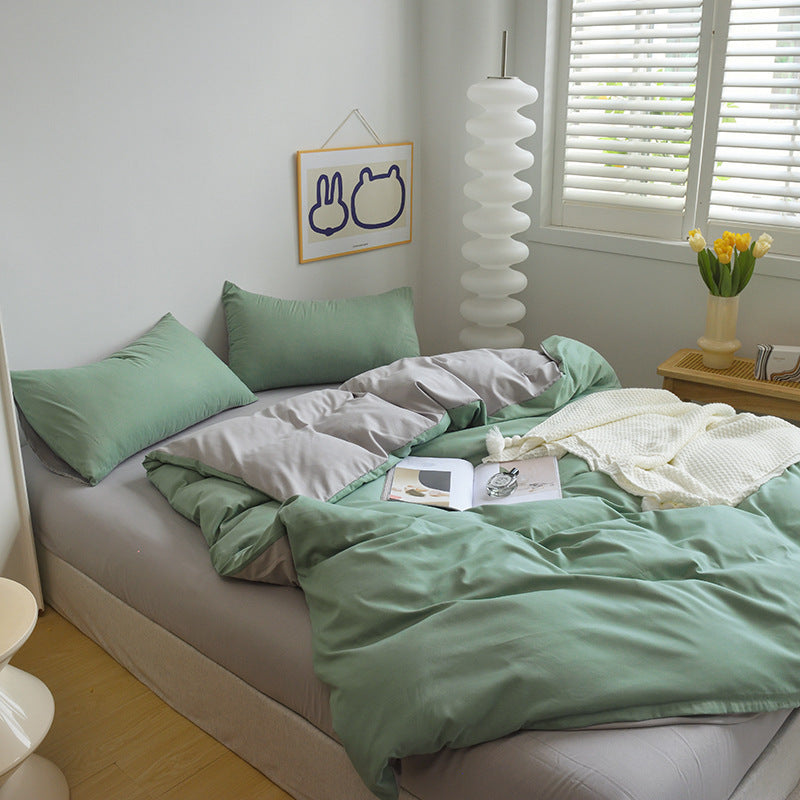 Solid Color Brushed Minimalist INS Style Four-Piece Bedding Set Quilt Cover and Sheet for Autumn and Winter Thickened Dormitory Use eprolo