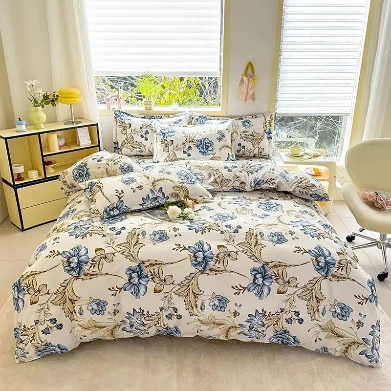 Printed Three-Piece Set, One Duvet Cover and a Pair of Pillowcases (Unpadded), Suitable for Bedrooms, Hotels