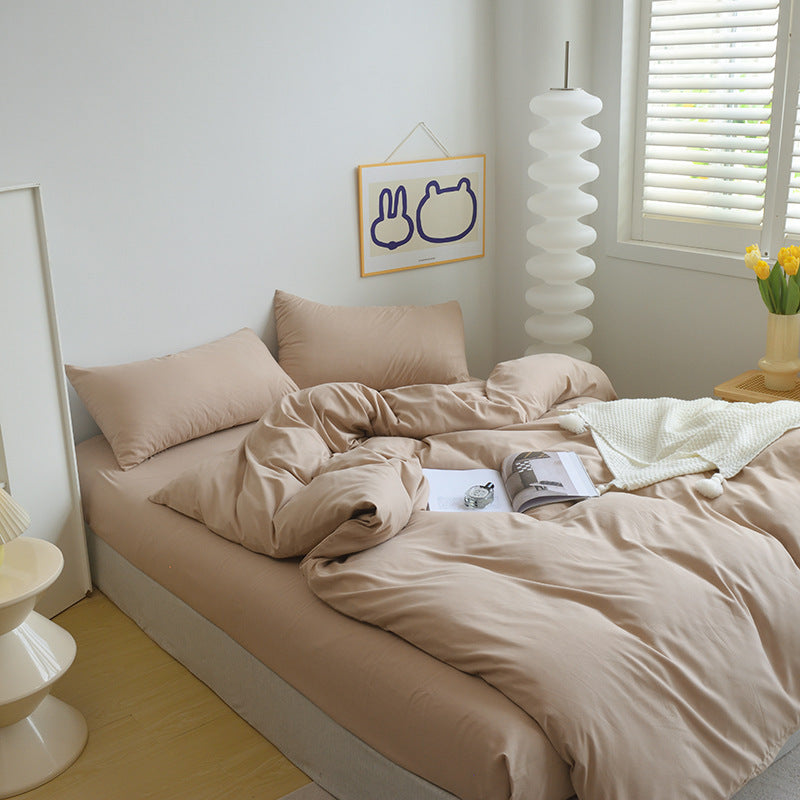 Solid Color Brushed Minimalist INS Style Four-Piece Bedding Set Quilt Cover and Sheet for Autumn and Winter Thickened Dormitory Use eprolo