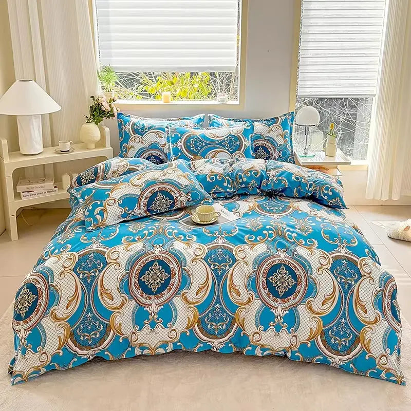 Printed Three-Piece Set, One Duvet Cover and a Pair of Pillowcases (Unpadded), Suitable for Bedrooms, Hotels