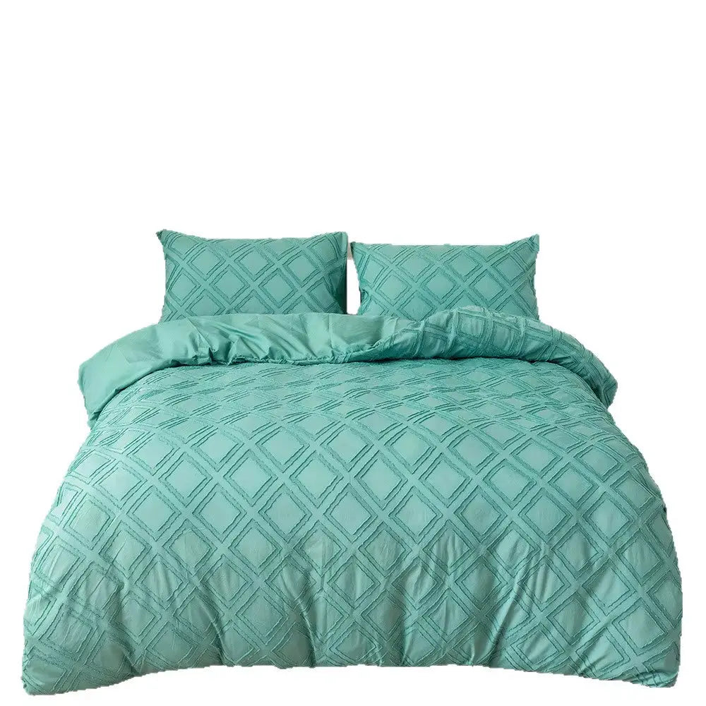 Cut Flower Square Pattern Bedding Set 3PCS Pure Color Home Textile Duvet Cover for Amazon Cross Border