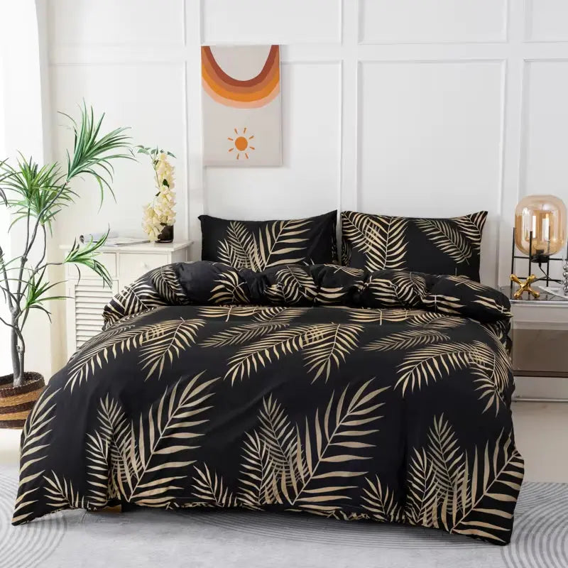 Thickened Quilt Cover Set: 1 Quilt Cover + 2 Pillowcases, Polyester Fiber Pearlescent Printed Quilt Cover 3-Piece Set, Ultra-Soft and Comfortable Polyester Breathable Bedding, Multi-Color Duvet Set, Suitable for Bedroom and Guest Room (1 Bedspread + 2 Pillowcases, Does Not Include Quilt or Pillow Inserts), Zippered Quilt Cover + Pocket Pillowcases