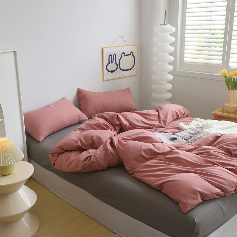 Solid Color Brushed Minimalist INS Style Four-Piece Bedding Set Quilt Cover and Sheet for Autumn and Winter Thickened Dormitory Use eprolo