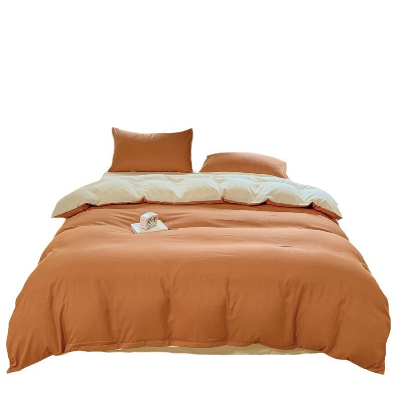 Solid Color Brushed Minimalist INS Style Four-Piece Bedding Set Quilt Cover and Sheet for Autumn and Winter Thickened Dormitory Use eprolo