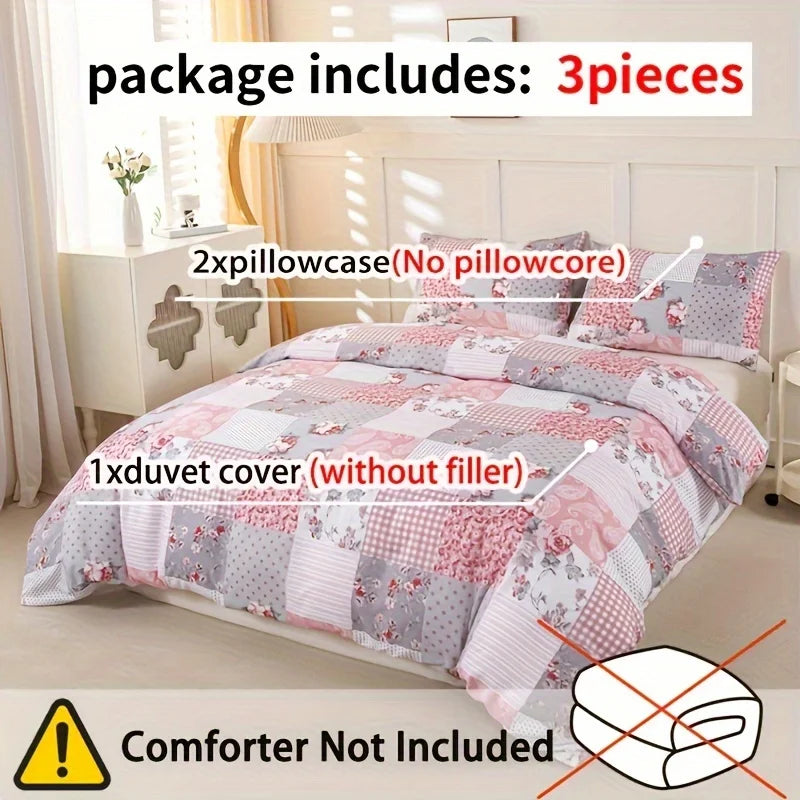 Transform Your Bedroom with Our Luxurious 3-Piece Floral Duvet Cover Set - Soft, Skin-Friendly Bedding Including Duvet Cover and 2 Pillowcases