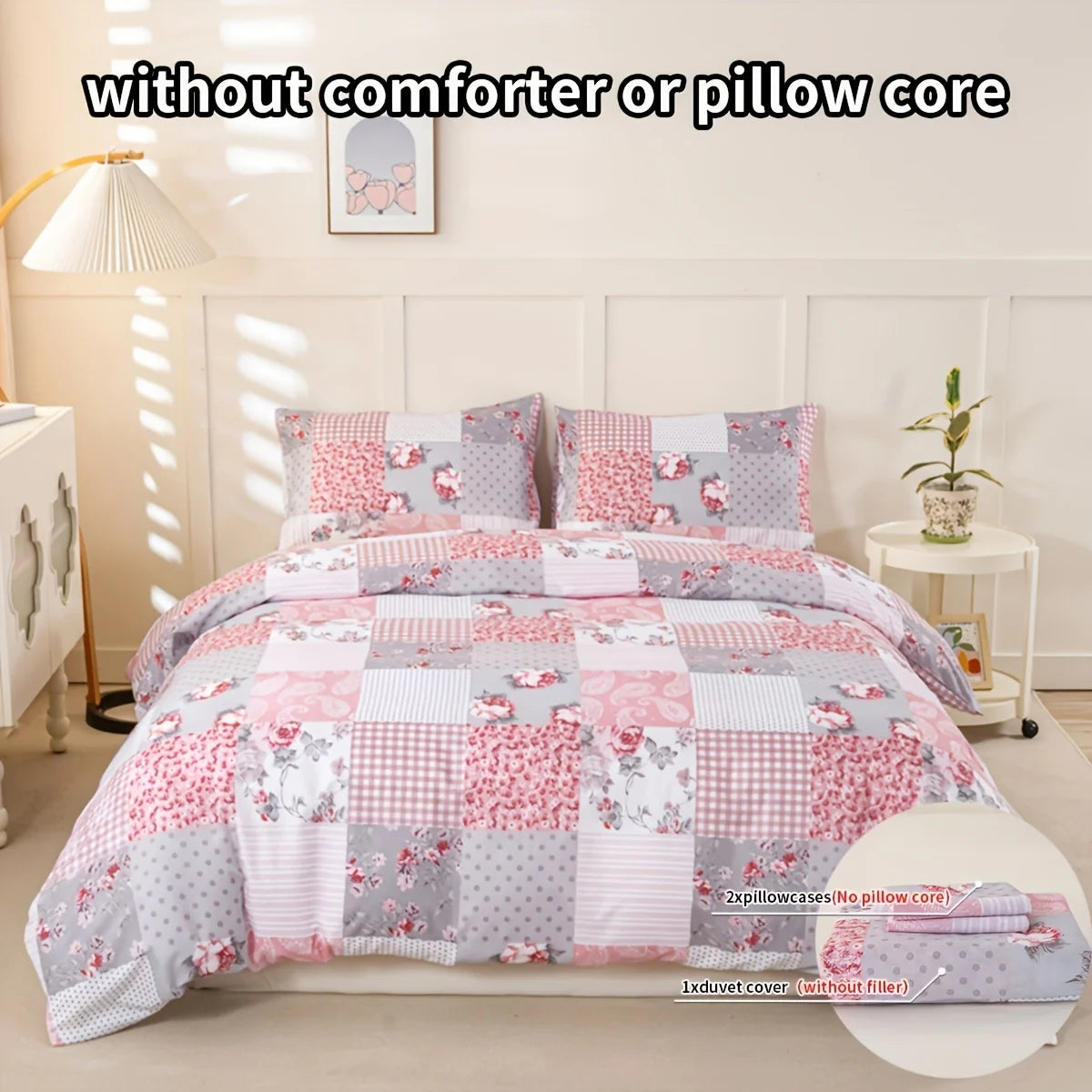 Transform Your Bedroom with Our Luxurious 3-Piece Floral Duvet Cover Set - Soft, Skin-Friendly Bedding Including Duvet Cover and 2 Pillowcases