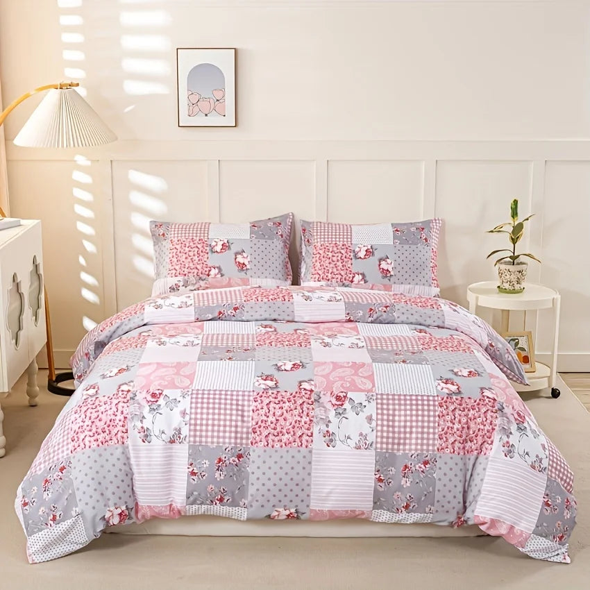 Transform Your Bedroom with Our Luxurious 3-Piece Floral Duvet Cover Set - Soft, Skin-Friendly Bedding Including Duvet Cover and 2 Pillowcases