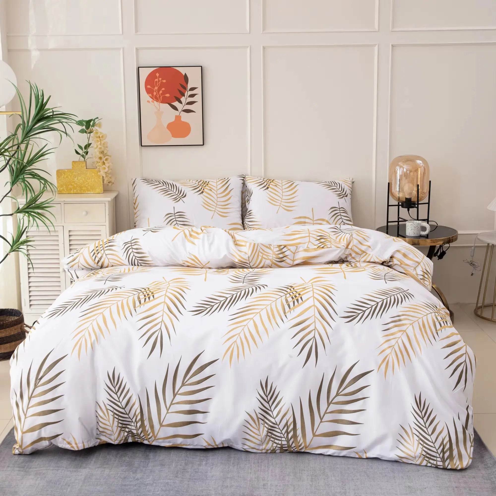 Thickened Quilt Cover Set: 1 Quilt Cover + 2 Pillowcases, Polyester Fiber Pearlescent Printed Quilt Cover 3-Piece Set, Ultra-Soft and Comfortable Polyester Breathable Bedding, Multi-Color Duvet Set, Suitable for Bedroom and Guest Room (1 Bedspread + 2 Pillowcases, Does Not Include Quilt or Pillow Inserts), Zippered Quilt Cover + Pocket Pillowcases