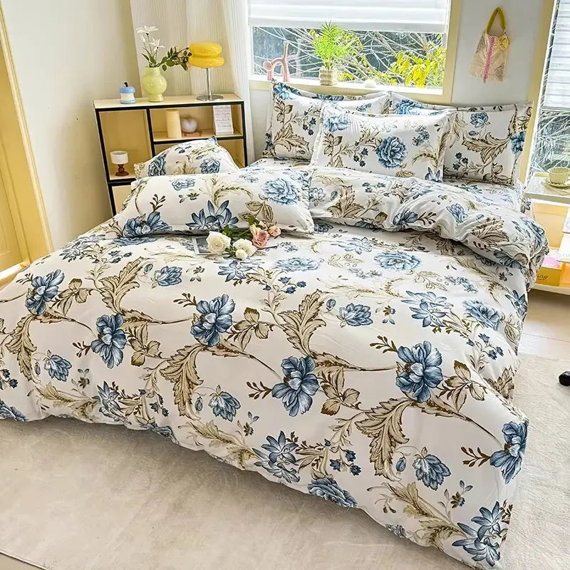 Printed Three-Piece Set, One Duvet Cover and a Pair of Pillowcases (Unpadded), Suitable for Bedrooms, Hotels